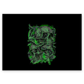 Поздравительная открытка с принтом Черепа в Санкт-Петербурге, 100% бумага | плотность бумаги 280 г/м2, матовая, на обратной стороне линовка и место для марки
 | Тематика изображения на принте: dead | demon | devil | executioner | punisher | rap | rock | satan | skull | swag | каратель | палач | скелет | череп
