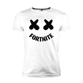 Мужская футболка премиум с принтом FORTNITE x MARSHMELLO в Санкт-Петербурге, 92% хлопок, 8% лайкра | приталенный силуэт, круглый вырез ворота, длина до линии бедра, короткий рукав | 2019 | armor | armour | cybersport | esport | fortnite | game | llama | logo | броня | игра | киберспорт | лама | фиолетовый | фирменные цвета | фортнайт