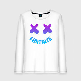 Женский лонгслив хлопок с принтом FORTNITE MARSHMELLO в Санкт-Петербурге, 100% хлопок |  | fnchap2 | fortnite | fortnite 2 | fortnite x | marshmello | ninja | ninja hyper streamer | ninja streamer | streamer | tyler blevins | маршмелло | ниндзя | фортнайт | фортнайт 2 | фортнайт глава 2