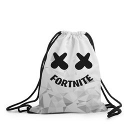 Рюкзак-мешок 3D с принтом FORTNITE x MARSHMELLO в Санкт-Петербурге, 100% полиэстер | плотность ткани — 200 г/м2, размер — 35 х 45 см; лямки — толстые шнурки, застежка на шнуровке, без карманов и подкладки | 2019 | armor | armour | cybersport | esport | fortnite | game | llama | logo | броня | игра | киберспорт | лама | фиолетовый | фирменные цвета | фортнайт