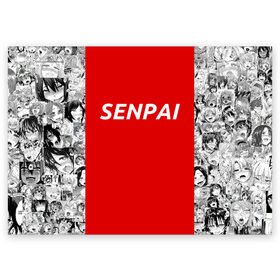 Поздравительная открытка с принтом SENPAI в Санкт-Петербурге, 100% бумага | плотность бумаги 280 г/м2, матовая, на обратной стороне линовка и место для марки
 | ahegao | anime | kawai | kowai | oppai | otaku | senpai | sugoi | waifu | weeaboo | yandere | аниме | ахегао | вайфу | виабу | каваи | ковай | культура | отаку | сенпай | сугои | тренд | яндере