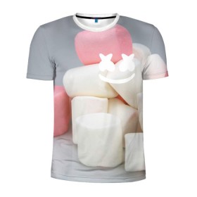Мужская футболка 3D спортивная с принтом Marshmallow в Санкт-Петербурге, 100% полиэстер с улучшенными характеристиками | приталенный силуэт, круглая горловина, широкие плечи, сужается к линии бедра | 
