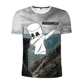 Мужская футболка 3D спортивная с принтом Marshmello в Санкт-Петербурге, 100% полиэстер с улучшенными характеристиками | приталенный силуэт, круглая горловина, широкие плечи, сужается к линии бедра | chris comstock | electronic | joytime iii | marshmallow | marshmello | клубная | маршмелло | маршмеллоу | электронная музыка