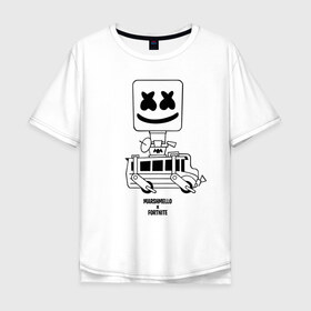 Мужская футболка хлопок Oversize с принтом X в Санкт-Петербурге, 100% хлопок | свободный крой, круглый ворот, “спинка” длиннее передней части | chris comstock | electronic | fortnite | joytime iii | marshmallow | marshmello | клубная | маршмелло | маршмеллоу | фортнайт | электронная музыка