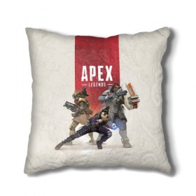 Подушка 3D с принтом APEX LEGENDS в Санкт-Петербурге, наволочка – 100% полиэстер, наполнитель – холлофайбер (легкий наполнитель, не вызывает аллергию). | состоит из подушки и наволочки. Наволочка на молнии, легко снимается для стирки | Тематика изображения на принте: apex | legend | legends | titanfall | апекс | бангалор | бладхаунд | верхушки | гибралтар | каустик | лайфлайн | легенда | легенды | ледженд | леджендс | мираж | рэйф | титанфол