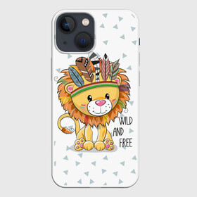 Чехол для iPhone 13 mini с принтом Wild and free. lion. в Санкт-Петербурге,  |  | animal | free | ki | lion | predator | toy | wild | белый | воин | грива | детский | дикий | животное | игрушка | индеец | красивый | лев | львёнок | малыш | милый | надпись | перья | повязка | раскраска | рисунок | свободный