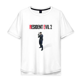 Мужская футболка хлопок Oversize с принтом Resident Evil 2 : Remake (Leon Kennedy) в Санкт-Петербурге, 100% хлопок | свободный крой, круглый ворот, “спинка” длиннее передней части | Тематика изображения на принте: 
