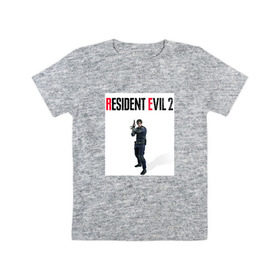 Детская футболка хлопок с принтом Resident Evil 2 : Remake (Leon Kennedy) в Санкт-Петербурге, 100% хлопок | круглый вырез горловины, полуприлегающий силуэт, длина до линии бедер | Тематика изображения на принте: 
