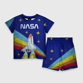 Детский костюм с шортами 3D с принтом NASA в Санкт-Петербурге,  |  | shuttle | space | звёзды | космос | маск | наса | ракета | шатл