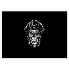 Поздравительная открытка с принтом Пиратский череп в Санкт-Петербурге, 100% бумага | плотность бумаги 280 г/м2, матовая, на обратной стороне линовка и место для марки
 | dead | demon | devil | executioner | metal | pirat | punisher | rap | rock | satan | sea | skull | swag | каратель | метал | море | океан | палач | пират | рок | скелет | череп