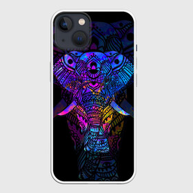 Чехол для iPhone 13 с принтом Слон в Санкт-Петербурге,  |  | african | animal | big | bright | colorful | drawing | ears | elephant | ethnic | fangs | gr | ornament | pattern | trunk | африканский | большой | графика | животное | клыки | орнамент | разноцветный | рисунок | слон | трафарет | узор | уши | фон | хобот