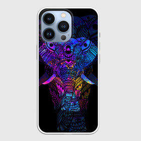 Чехол для iPhone 13 Pro с принтом Слон в Санкт-Петербурге,  |  | african | animal | big | bright | colorful | drawing | ears | elephant | ethnic | fangs | gr | ornament | pattern | trunk | африканский | большой | графика | животное | клыки | орнамент | разноцветный | рисунок | слон | трафарет | узор | уши | фон | хобот