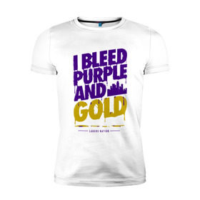 Мужская футболка премиум с принтом Lakers Nation в Санкт-Петербурге, 92% хлопок, 8% лайкра | приталенный силуэт, круглый вырез ворота, длина до линии бедра, короткий рукав | 