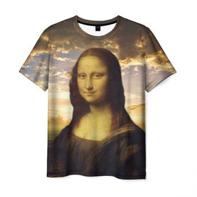 Мужская футболка 3D с принтом Мона Лиза в Санкт-Петербурге, 100% полиэфир | прямой крой, круглый вырез горловины, длина до линии бедер | big | арт | крупные арты | крупные принты | сумасшедшие арты