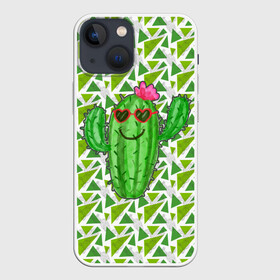 Чехол для iPhone 13 mini с принтом Позитивный кактус в Санкт-Петербурге,  |  | веселый кактус | зеленый | иголки | кактусы | колючий | летний | лето | настроение | прикольный | радостный | счастье | цветок | цветы | эмоции