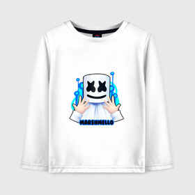 Детский лонгслив хлопок с принтом Marshmello в Санкт-Петербурге, 100% хлопок | круглый вырез горловины, полуприлегающий силуэт, длина до линии бедер | christopher | comstock | dj | dotcom | friends | marshmallow | marshmello | usa | диджей | друзья | комсток | крис | маршмэллоу | продюсер | сша