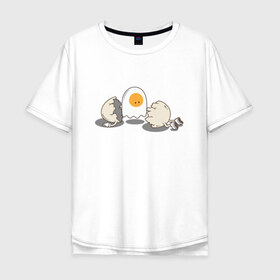 Мужская футболка хлопок Oversize с принтом Soul в Санкт-Петербурге, 100% хлопок | свободный крой, круглый ворот, “спинка” длиннее передней части | белок | душа | желток | омлет | приведение | призрак | разбитый | юмор | яичко | яйцо