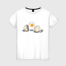 Женская футболка хлопок с принтом Soul в Санкт-Петербурге, 100% хлопок | прямой крой, круглый вырез горловины, длина до линии бедер, слегка спущенное плечо | белок | душа | желток | омлет | приведение | призрак | разбитый | юмор | яичко | яйцо