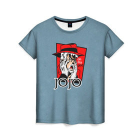 Женская футболка 3D с принтом JoJo в Санкт-Петербурге, 100% полиэфир ( синтетическое хлопкоподобное полотно) | прямой крой, круглый вырез горловины, длина до линии бедер | adventure | anime | bizarre | jojo | jojo’s | аниме | анимэ | джо | джо джо | джоджо | джонатан джостар | жожо | манга | невероятные приключения | пендлетон | стенд | хамон