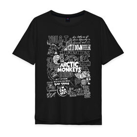 Мужская футболка хлопок Oversize с принтом Arctic Monkeys в Санкт-Петербурге, 100% хлопок | свободный крой, круглый ворот, “спинка” длиннее передней части | arctic monkeys | алекс тёрнер | арктик манкиз | группы | джейми кук | инди | музыка | мэтт хелдерс | ник омэлли | постпанк | рок