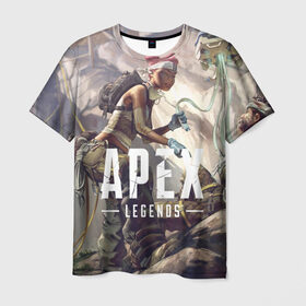 Мужская футболка 3D с принтом APEX Legends в Санкт-Петербурге, 100% полиэфир | прямой крой, круглый вырез горловины, длина до линии бедер | 2 | 2019 | 3 | apex | game | legends | titanfall | игра | титанфолл