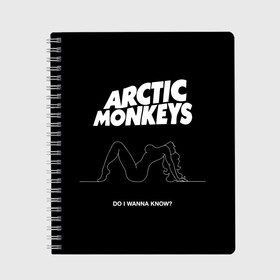 Тетрадь с принтом Arctic Monkeys в Санкт-Петербурге, 100% бумага | 48 листов, плотность листов — 60 г/м2, плотность картонной обложки — 250 г/м2. Листы скреплены сбоку удобной пружинной спиралью. Уголки страниц и обложки скругленные. Цвет линий — светло-серый
 | Тематика изображения на принте: arctic monkeys | алекс тёрнер | арктик манкиз | группы | джейми кук | инди | музыка | мэтт хелдерс | ник омэлли | постпанк | рок