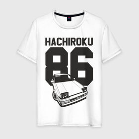 Мужская футболка хлопок с принтом Toyota AE86 Hachiroku в Санкт-Петербурге, 100% хлопок | прямой крой, круглый вырез горловины, длина до линии бедер, слегка спущенное плечо. | ae86 hachiroku | hachiroku | toyota | toyota ae86 | toyota ae86 hachiroku | хачироку