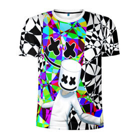 Мужская футболка 3D спортивная с принтом Marshmello в Санкт-Петербурге, 100% полиэстер с улучшенными характеристиками | приталенный силуэт, круглая горловина, широкие плечи, сужается к линии бедра | alone | beautiful now | disc | dj | jockey | marshmallow | американский | диджей | дискотека | маршмэллоу | продюсер