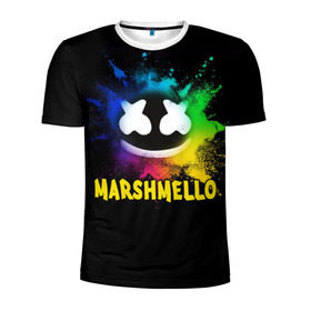Мужская футболка 3D спортивная с принтом Marshmello в Санкт-Петербурге, 100% полиэстер с улучшенными характеристиками | приталенный силуэт, круглая горловина, широкие плечи, сужается к линии бедра | alone | beautiful now | disc | dj | jockey | marshmallow | американский | диджей | дискотека | маршмэллоу | продюсер
