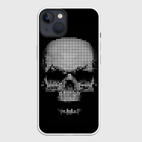 Чехол для iPhone 13 с принтом Череп в Санкт-Петербурге,  |  | background | black | day of the dead | death | drawing | graphics | h | halloween | points | raster | skeleton | skull | symbol | teeth | взгляд | графика | день мертвых | зубы | мексика | праздник | растр | рисунок | символ | скелет | точки | фо