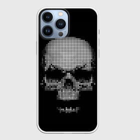 Чехол для iPhone 13 Pro Max с принтом Череп в Санкт-Петербурге,  |  | background | black | day of the dead | death | drawing | graphics | h | halloween | points | raster | skeleton | skull | symbol | teeth | взгляд | графика | день мертвых | зубы | мексика | праздник | растр | рисунок | символ | скелет | точки | фо