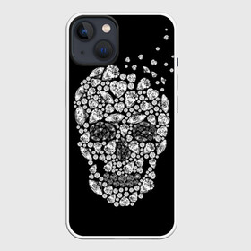 Чехол для iPhone 13 с принтом Diamond skull в Санкт-Петербурге,  |  | background | black | death | diamond skull | drawing | graphics | hal | hearts | precious stones | symbol | wealth | богатство | бриллиантовый | графика | день мертвых | драгоценные | камни | мексика | праздник | рисунок | сердца | символ | фон |