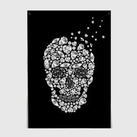 Постер с принтом Diamond skull в Санкт-Петербурге, 100% бумага
 | бумага, плотность 150 мг. Матовая, но за счет высокого коэффициента гладкости имеет небольшой блеск и дает на свету блики, но в отличии от глянцевой бумаги не покрыта лаком | background | black | death | diamond skull | drawing | graphics | hal | hearts | precious stones | symbol | wealth | богатство | бриллиантовый | графика | день мертвых | драгоценные | камни | мексика | праздник | рисунок | сердца | символ | фон |