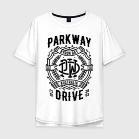 Мужская футболка хлопок Oversize с принтом Parkway Drive в Санкт-Петербурге, 100% хлопок | свободный крой, круглый ворот, “спинка” длиннее передней части | atlas | ire | parkway drive | pd | группы | метал | музыка | рок | хеви метал