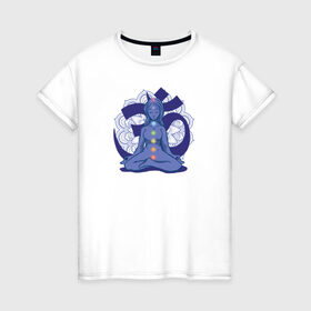 Женская футболка хлопок с принтом Чакра в Санкт-Петербурге, 100% хлопок | прямой крой, круглый вырез горловины, длина до линии бедер, слегка спущенное плечо | индия | индуизм | йога | прана | тантра | чакра | чакры