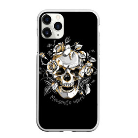 Чехол для iPhone 11 Pro матовый с принтом Memento mori в Санкт-Петербурге, Силикон |  | blac | death | drawing | flowers | graphics | head | ornament | patterns | remember | roses | skeleton | skull | symbol | голова | графика | надпись | орнамент | помни | рисунок | розы | символ | скелет | текст | узоры | фон | цветы | череп | чер