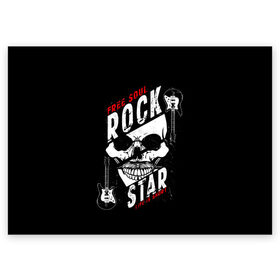 Поздравительная открытка с принтом Free soul rock star. life is s в Санкт-Петербурге, 100% бумага | плотность бумаги 280 г/м2, матовая, на обратной стороне линовка и место для марки
 | Тематика изображения на принте: free soul | hard | heavy | life | mus | music | rock | rock star | short | skull | гитары | графика | душа | жесткий | жизнь | инструменты | коротка | музыка | музыкальные | надпись | рисунок | рок | рок звезда | свободная | символ