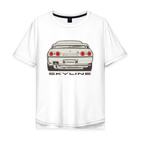Мужская футболка хлопок Oversize с принтом Nissan Skyline R32 в Санкт-Петербурге, 100% хлопок | свободный крой, круглый ворот, “спинка” длиннее передней части | nissan | nissan skyline | nissan skyline r32 | r32 | skyline r32