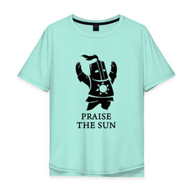 Мужская футболка хлопок Oversize с принтом DARK SOULS в Санкт-Петербурге, 100% хлопок | свободный крой, круглый ворот, “спинка” длиннее передней части | dark souls | game | gamer | knight | play | player | praise the sun | дарк соулс | доспехи | игры | надпись | рыцарь | темные души