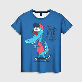 Женская футболка 3D с принтом Skate NYC в Санкт-Петербурге, 100% полиэфир ( синтетическое хлопкоподобное полотно) | прямой крой, круглый вырез горловины, длина до линии бедер | freestyle | n | skateboard | бейсболка | город | графика | движение | дикий | доска | животное | колёса | красный | крокодил | крутой | надпись | нью йорк | очки | рисунок | ролики | сила | синий | скейтборд | спорт