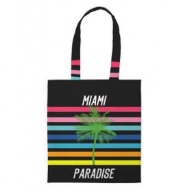 Сумка 3D повседневная с принтом Miami Paradise в Санкт-Петербурге, 100% полиэстер | Плотность: 200 г/м2; Размер: 34×35 см; Высота лямок: 30 см | america | city | colorful | drawing | grap | miami | palm tree | paradise | recreation | resort | stripes | tree | usa | world | америка | город | графика | дерево | курорт | майами | мировой | надпись | отдых | пальма | полосы | разноцветные | рай | рису
