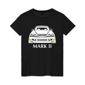 Женская футболка хлопок с принтом Toyota Mark2 JZX100 в Санкт-Петербурге, 100% хлопок | прямой крой, круглый вырез горловины, длина до линии бедер, слегка спущенное плечо | jzx100 | mark2 jzx100 | toyota | toyota mark2 | toyota mark2 jzx100