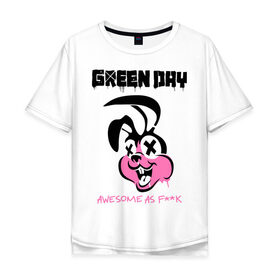 Мужская футболка хлопок Oversize с принтом Green Day в Санкт-Петербурге, 100% хлопок | свободный крой, круглый ворот, “спинка” длиннее передней части | green day | greenday | punk | rock | грин дэй | группы | музыка | панк | рок