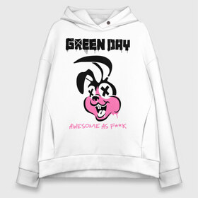 Женское худи Oversize хлопок с принтом Green Day в Санкт-Петербурге, френч-терри — 70% хлопок, 30% полиэстер. Мягкий теплый начес внутри —100% хлопок | боковые карманы, эластичные манжеты и нижняя кромка, капюшон на магнитной кнопке | Тематика изображения на принте: green day | greenday | punk | rock | грин дэй | группы | музыка | панк | рок