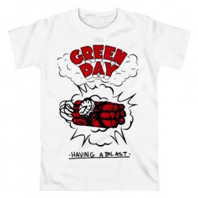 Мужская футболка хлопок с принтом Green Day в Санкт-Петербурге, 100% хлопок | прямой крой, круглый вырез горловины, длина до линии бедер, слегка спущенное плечо. | green day | greenday | punk | rock | грин дэй | группы | музыка | панк | рок
