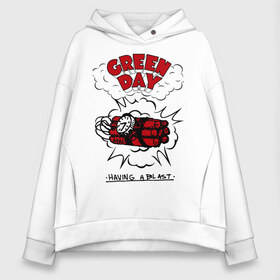 Женское худи Oversize хлопок с принтом Green Day в Санкт-Петербурге, френч-терри — 70% хлопок, 30% полиэстер. Мягкий теплый начес внутри —100% хлопок | боковые карманы, эластичные манжеты и нижняя кромка, капюшон на магнитной кнопке | Тематика изображения на принте: green day | greenday | punk | rock | грин дэй | группы | музыка | панк | рок