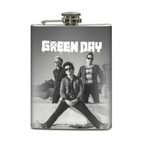 Фляга с принтом Green Day в Санкт-Петербурге, металлический корпус | емкость 0,22 л, размер 125 х 94 мм. Виниловая наклейка запечатывается полностью | Тематика изображения на принте: green day | greenday | punk | rock | грин дэй | группы | музыка | панк | рок