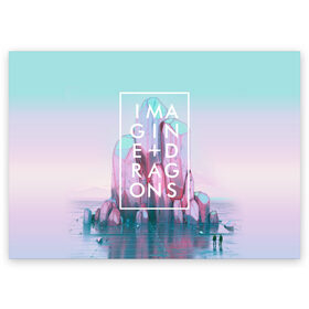 Поздравительная открытка с принтом Imagine Dragons в Санкт-Петербурге, 100% бумага | плотность бумаги 280 г/м2, матовая, на обратной стороне линовка и место для марки
 | believer | evolve | imagine dragons | night visions | radioactive | rock | группы | имейджин драгонс | инди | музыка | рок