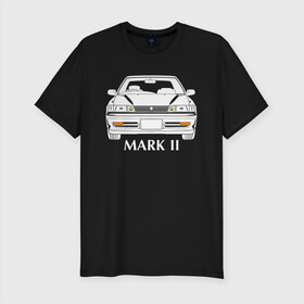 Мужская футболка хлопок Slim с принтом Toyota Mark2 80 в Санкт-Петербурге, 92% хлопок, 8% лайкра | приталенный силуэт, круглый вырез ворота, длина до линии бедра, короткий рукав | mark2 80 | toyota | toyota mark2 | toyota mark2 80