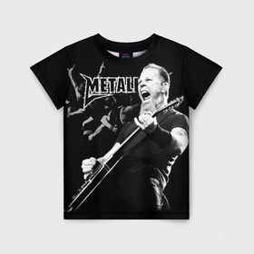 Детская футболка 3D с принтом Metallica в Санкт-Петербурге, 100% гипоаллергенный полиэфир | прямой крой, круглый вырез горловины, длина до линии бедер, чуть спущенное плечо, ткань немного тянется | Тематика изображения на принте: heavy metal | metal | metallica | группы | метал | металлика | музыка | рок | трэш метал | хєви метал